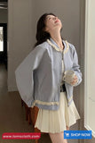 Long Sleeve Retro Lace Patchwork O-Neck Jacket