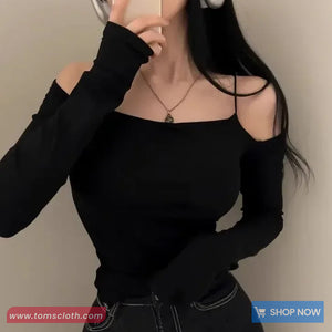 Long Sleeve Sexy Off Shoulder Cropped Shirt