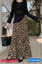 High Waist Retro Leopard Pattern Long Skirts