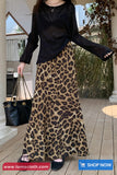 High Waist Retro Leopard Pattern Long Skirts
