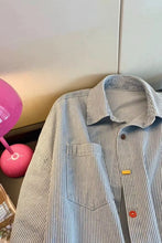 Long Sleeve Colorful Buttons Striped Denim Blouse Shirt