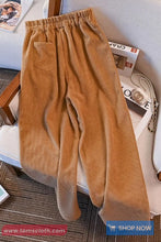Casual Cute Cartoon Bear Embroidery Corduroy Pants