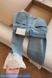 High Waist Lace Embroidery Ankle Slim Stretch Jeans Pants
