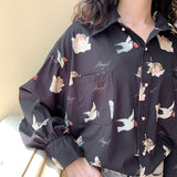 Long Sleeve Angel Pattern Blouse Shirt