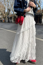 Loose Elegant Lace Mesh White Long Skirts