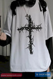 Long Sleeve Two Colors Cross of Thorns Printed Hip Hop Shirt