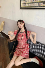 Vintage Red Plaid Slim Mini Dress