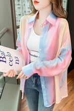 Long Sleeve Cute Gradient Colors Blouse Shirt