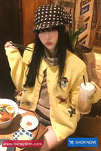 Long Sleeve Cute Puppy Embroidered Cardigan Sweater