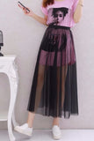 Elastic Waist Mesh Semi Transparent Skirts