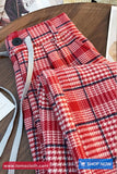 High Waist Retro Red Plaid Elegant Pants