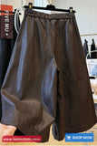 Loose Retro A-Line Leather Pants