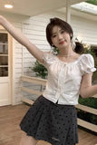 Short Sleeve Bow Knot Cute Cropped Slim Shirts