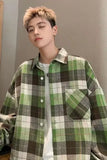 Long Sleeve Plaid Colors Men Blouse Shirt