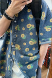 Loose Daisy Pattern Denim Shirts