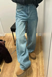 High Waist Retro Style Basic Long Jeans Pants