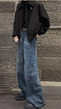 Loose Retro Washed Blue Denim Jeans Pants