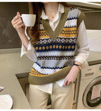 V-Neck Classic Pattern Sleeveless Vest Sweater
