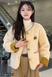 Long Sleeve Casual Faux Wool Lamb Office Jackets
