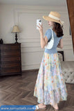 Retro Floral Pattern A-Line Chiffon Skirts