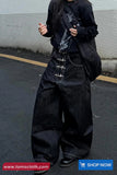 Loose Hip Hop Style Wide Leg Black Jeans Pants