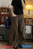 High Waist Wide Leg Cargo Pockets Pants