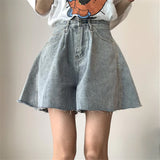 A-Line Washed Color Style Denim Shorts