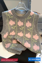 Sleeveless Floral Pattern Vest Sweater