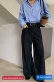 Vintage Bowknot Embroidery Black Jeans Pants