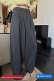High Waist Striped Patchwork Office Fleece Pants