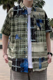 Retro Plaid Denim Shirt – Distressed Casual Streetwear Top