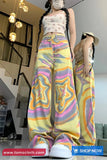 Loose Colorful Tie Dye Stars Denim Pants