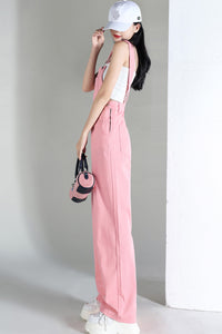 Loose Wide Leg Pink Denim Jumpsuits