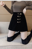 High Waist A-Line Pin Buckle Office Mini Skirts