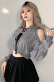 Long Sleeve Sexy Off Shoulder Cropped Sweatshirt