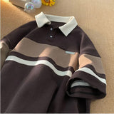 Vintage Turn Down Collar Striped Shirt
