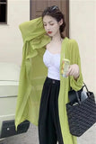 Loose Long Sleeve Chiffon Transparent Shirts