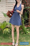 Vintage A-Line Sleeveless Plaid Mini Dress