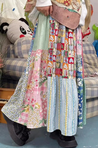 High Waist Loose A-Line Flowers Pattern Skirts