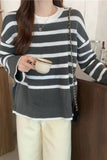 Flare Sleeve Retro Striped Knitted Sweater