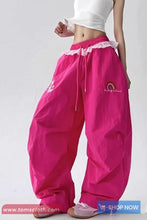 Loose Wide Leg Cute Rainbow Lace Drawstring Pants