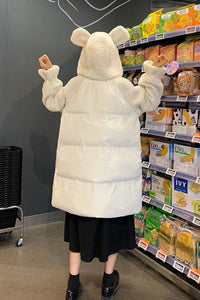 Cute Bear Fluffy Parkas Coat Jacket