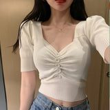 Sexy V-Neck Wrinkled Knitted Shirts