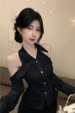 Long Sleeve Sexy Off Shoulder Backless Blouse Shirt