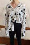 Long Sleeve Dot Pattern Blouse Shirt