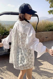 Long Sleeve Lace Patchwork Semi Transparent Blouse Shirt