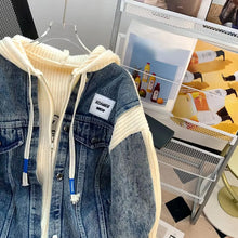 Two Style Hooded Knitted Denim Jacket