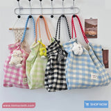 Cute Plaid Colors Casual Shoulder Bag