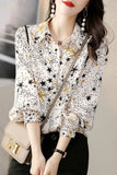 Long Sleeve Stars Printed Office Blouse Shirt