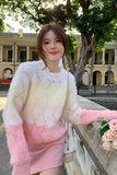 Long Sleeve Sweet Colors Hollow Out Sweater